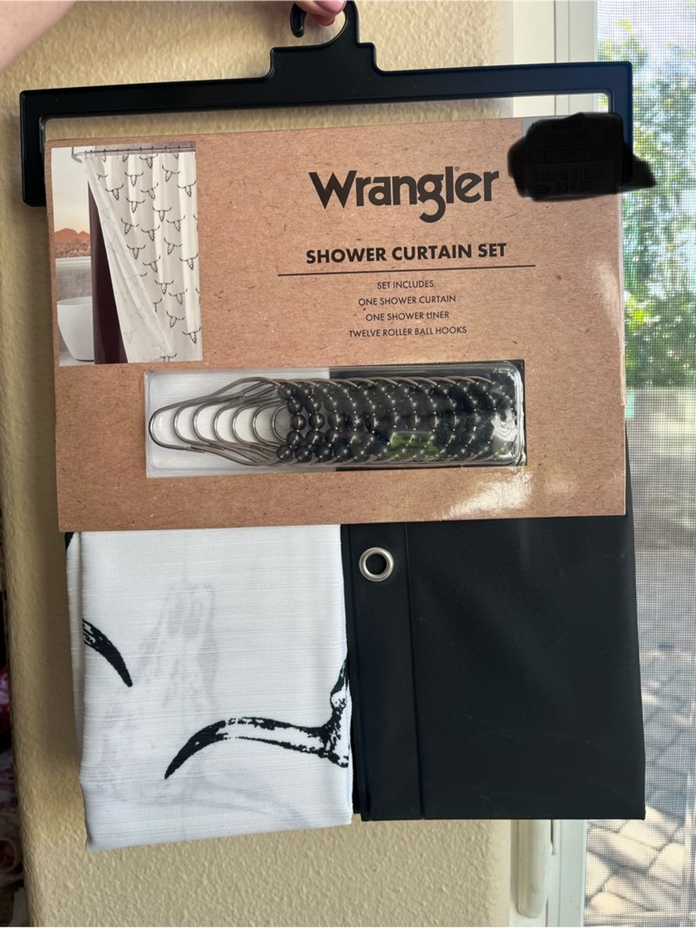 Wrangler Black & White Shower Curtain Set